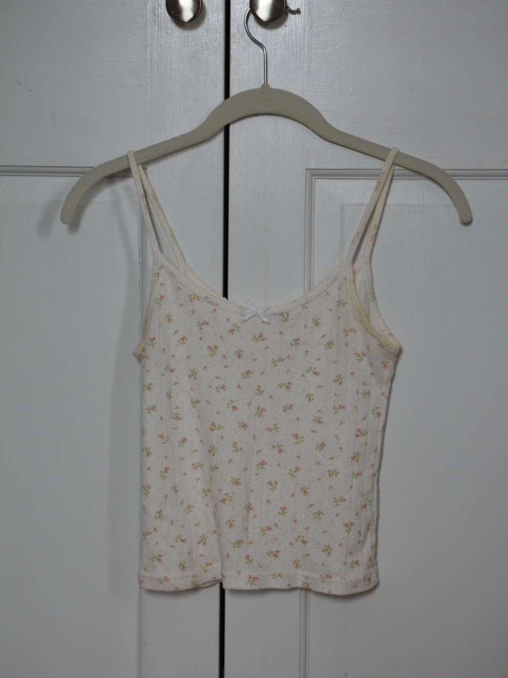 Brandy Melville Cream Floral Cami Tank Top